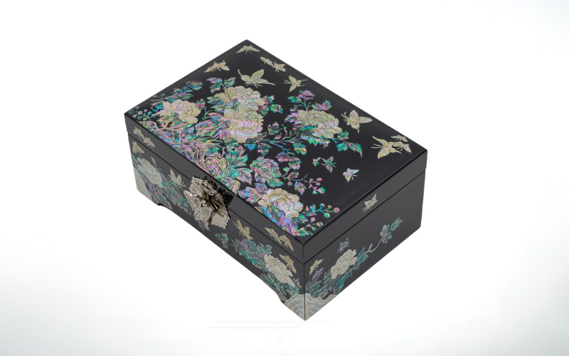 Black Mother-of-Pearl Inlay Jewelry Box