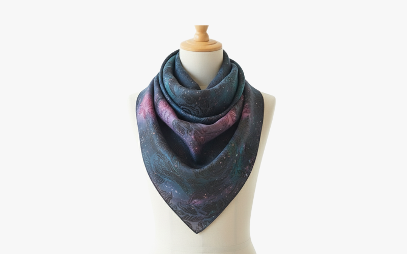 Silk Square Scarf with Celestial Paisley Print