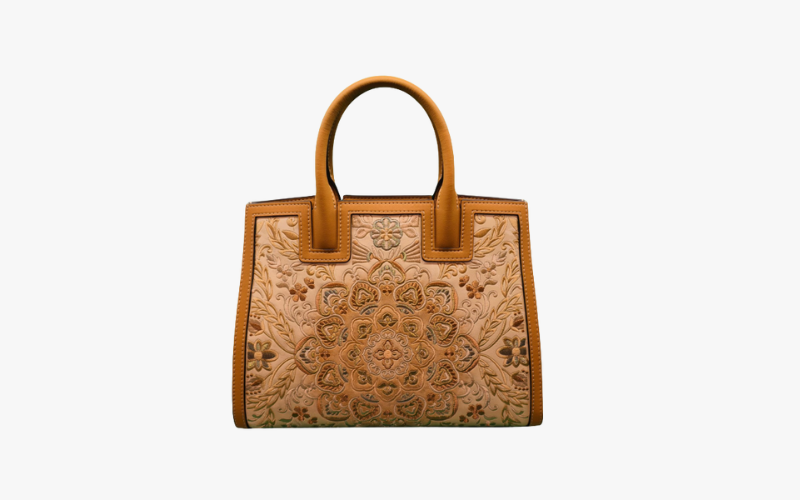 Mandala Embossed Leather Bag