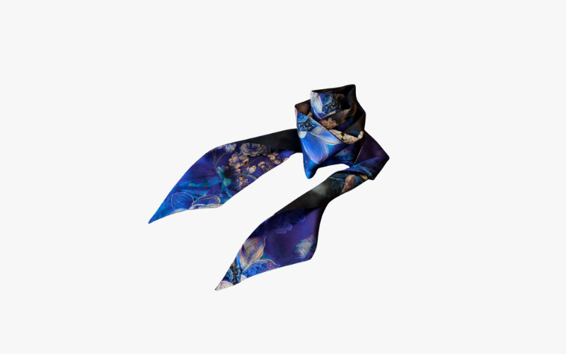 Silk Twilly with Midnight Floral Print